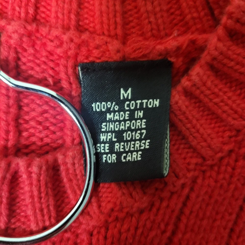 Joseph & Lyman Mens Medium Red Cable Knit Crewneck Sweater Classic Office